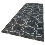 141x400 cm Geometrik Halı Gri Geometrik Yün El Dokuma Modern Geometrik Etnik Eskitme Desenli Boho Oturma Odası Salon Yolluk Koridor Mutfak Halısı
