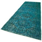 141x414 cm Geometrik Halı Turkuaz Geometrik Yün El Dokuma Modern Geometrik Etnik Eskitme Desenli Boho Oturma Odası Salon Yolluk Koridor Mutfak Halısı