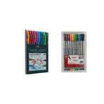1425 Tükenmez Kalem 10 Renk + Fineliner Kalem 10 Renk faberosaka