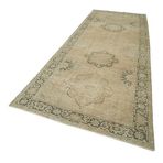 142x397 cm Zile Bej Vintage Yün El Dokuma Modern Geometrik Etnik Eskitme Desenli Boho Oturma Odası Salon Yolluk Koridor Mutfak Halısı
