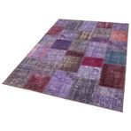 143x201 cm Kırk Yama Mor Yama Pamuklu Yün El Dokuma Modern Geometrik Etnik Eskitme Desenli Boho Oturma Odası Salon Yolluk Koridor Mutfak Halısı