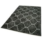 143x211 cm Geometrik Halı Siyah Geometrik Yün El Dokuma Modern Geometrik Etnik Eskitme Desenli Boho Oturma Odası Salon Yolluk Koridor Mutfak Halısı