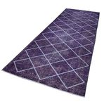 143x390 cm Geometrik Halı Mor Geometrik Yün El Dokuma Modern Geometrik Etnik Eskitme Desenli Boho Oturma Odası Salon Yolluk Koridor Mutfak Halısı