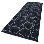 144x394 cm Geometrik Halı Siyah Geometrik Yün El Dokuma Modern Geometrik Etnik Eskitme Desenli Boho Oturma Odası Salon Yolluk Koridor Mutfak Halısı