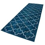 144x407 cm Geometrik Halı Turkuaz Geometrik Yün El Dokuma Modern Geometrik Etnik Eskitme Desenli Boho Oturma Odası Salon Yolluk Koridor Mutfak Halısı
