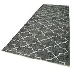 144x417 cm Geometrik Halı Gri Geometrik Yün El Dokuma Modern Geometrik Etnik Eskitme Desenli Boho Oturma Odası Salon Yolluk Koridor Mutfak Halısı