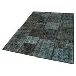 145x202 cm Kırk Yama Siyah Yama Pamuklu Yün El Dokuma Modern Geometrik Etnik Eskitme Desenli Boho Oturma Odası Salon Yolluk Koridor Mutfak Halısı
