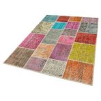 145x206 cm Kırk Yama Mavi Yama Pamuklu Yün El Dokuma Modern Geometrik Etnik Eskitme Desenli Boho Oturma Odası Salon Yolluk Koridor Mutfak Halısı