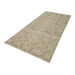 145x316 cm Kareli Kilim Bej Kareli Yün El Dokuma Modern Geometrik Etnik Eskitme Desenli Boho Oturma Odası Salon Yolluk Koridor Mutfak Halısı