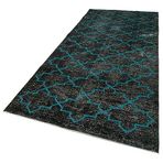 145x375 cm Geometrik Halı Siyah Geometrik Yün El Dokuma Modern Geometrik Etnik Eskitme Desenli Boho Oturma Odası Salon Yolluk Koridor Mutfak Halısı