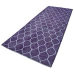 145x379 cm Geometrik Halı Mor Geometrik Yün El Dokuma Modern Geometrik Etnik Eskitme Desenli Boho Oturma Odası Salon Yolluk Koridor Mutfak Halısı