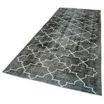 145x383 cm Geometrik Halı Siyah Geometrik Yün El Dokuma Modern Geometrik Etnik Eskitme Desenli Boho Oturma Odası Salon Yolluk Koridor Mutfak Halısı