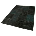 146x209 cm Kırk Yama Siyah Yama Pamuklu Yün El Dokuma Modern Geometrik Etnik Eskitme Desenli Boho Oturma Odası Salon Yolluk Koridor Mutfak Halısı