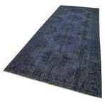 146x384 cm Zile Mavi Vintage Yün El Dokuma Modern Geometrik Etnik Eskitme Desenli Boho Oturma Odası Salon Yolluk Koridor Mutfak Halısı