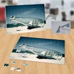 14778586 Cam Şişede Gemi Kumsal Deniz 99 Parça Puzzle Yapboz Tablo