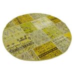 147x147 cm Kırk Yama Sarı Yama Pamuklu El Yapımı Yuvarlak Parça Halı