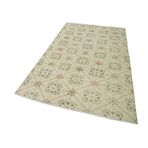 147x251 cm Kareli Kilim Bej Kareli Yün El Dokuma Modern Geometrik Etnik Eskitme Desenli Boho Oturma Odası Salon Yolluk Koridor Mutfak Halısı