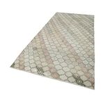147x320 cm Kareli Kilim Bej Kareli Yün El Dokuma Modern Geometrik Etnik Eskitme Desenli Boho Oturma Odası Salon Yolluk Koridor Mutfak Halısı