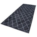 147x370 cm Geometrik Halı Gri Geometrik Yün El Dokuma Modern Geometrik Etnik Eskitme Desenli Boho Oturma Odası Salon Yolluk Koridor Mutfak Halısı