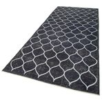 147x370 cm Geometrik Halı Siyah Geometrik Yün El Dokuma Modern Geometrik Etnik Eskitme Desenli Boho Oturma Odası Salon Yolluk Koridor Mutfak Halısı