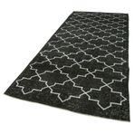 147x379 cm Geometrik Halı Siyah Geometrik Yün El Dokuma Modern Geometrik Etnik Eskitme Desenli Boho Oturma Odası Salon Yolluk Koridor Mutfak Halısı