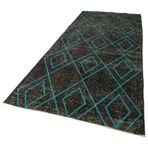 147x388 cm Geometrik Halı Siyah Geometrik Yün El Dokuma Modern Geometrik Etnik Eskitme Desenli Boho Oturma Odası Salon Yolluk Koridor Mutfak Halısı