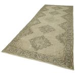 147x396 cm Zile Bej Vintage Yün El Dokuma Modern Geometrik Etnik Eskitme Desenli Boho Oturma Odası Salon Yolluk Koridor Mutfak Halısı