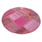 148x148 cm Kırk Yama Pembe Yama Pamuklu El Yapımı Yuvarlak Parça Halı