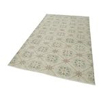 148x253 cm Kareli Kilim Bej Kareli Yün El Dokuma Modern Geometrik Etnik Eskitme Desenli Boho Oturma Odası Salon Yolluk Koridor Mutfak Halısı