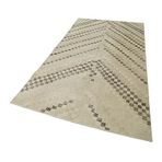 148x268 cm Kareli Kilim Bej Kareli Yün El Dokuma Modern Geometrik Etnik Eskitme Desenli Boho Oturma Odası Salon Yolluk Koridor Mutfak Halısı