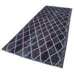 148x358 cm Geometrik Halı Mor Geometrik Yün El Dokuma Modern Geometrik Etnik Eskitme Desenli Boho Oturma Odası Salon Yolluk Koridor Mutfak Halısı