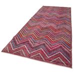148x386 cm Geometrik Halı Mor Geometrik Yün El Dokuma Modern Geometrik Etnik Eskitme Desenli Boho Oturma Odası Salon Yolluk Koridor Mutfak Halısı