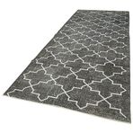 148x388 cm Geometrik Halı Gri Geometrik Yün El Dokuma Modern Geometrik Etnik Eskitme Desenli Boho Oturma Odası Salon Yolluk Koridor Mutfak Halısı