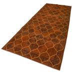 148x392 cm Geometrik Halı Turuncu Geometrik Yün El Dokuma Modern Geometrik Etnik Eskitme Desenli Boho Oturma Odası Salon Yolluk Koridor Mutfak Halısı