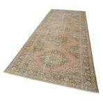148x397 cm Zile Bej Vintage Yün El Dokuma Modern Geometrik Etnik Eskitme Desenli Boho Oturma Odası Salon Yolluk Koridor Mutfak Halısı