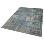 149x206 cm Kırk Yama Mavi Yama Pamuklu Yün El Dokuma Modern Geometrik Etnik Eskitme Desenli Boho Oturma Odası Salon Yolluk Koridor Mutfak Halısı