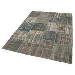 149x209 cm Kırk Yama Yeşil Yama Pamuklu Yün El Dokuma Modern Geometrik Etnik Eskitme Desenli Boho Oturma Odası Salon Yolluk Koridor Mutfak Halısı