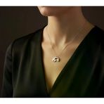 14K Altın 0.01ct Pırlantalı Fil Kolye - Altın - Beyaz