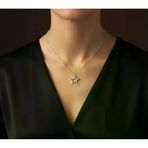 14K Altın 0.01ct Pırlantalı Yıldız Kolye - Altın - Beyaz