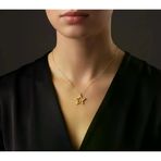 14K Altın 0.01ct Pırlantalı Yıldız Kolye - Altın - Sarı