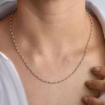 14K Altın Kaplama Ay Taşı Rosary Zincir Gümüş Kolye - Beyaz Minimal Tesbih Zincir Kadın Kolye- Cns00639