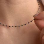 14K Altın Kaplama Safir Taşlı Rosary Zincir Gümüş Kolye - Mavi Safir Minimal Tesbih Zincir Kadın Kolye - Cns00626