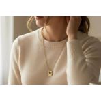 14K Vıp Gold Renk Siyah Taşlı Kolye - 60 Cm Zincir