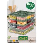14'lü Buzdolabı Düzenleyici Organizeri Mikrodalgaya Uygun Difriz Saklama Kabı (2X3500ML)(12X775ML) - Yeşil