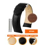 14mm-16mm-18mm-20mm-22mm-24mm-26mm-28mm saatlerle uyumlu soft deri saat kordonu kayışı al11-kb-b - 20 mm - Siyah