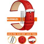 14mm-16mm-18mm-20mm-22mm saatlerle uyumlu baskılı model deri saat kordonu kayışı al11ımp-kırmızı - 22 mm
