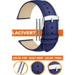 14mm-16mm-18mm-20mm-22mm saatlerle uyumlu baskılı model deri saat kordonu kayışı al11ımp-lacıvert - 22 mm - Lacivert
