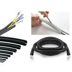 14mm Kablo Tesisat Gizleme Düzenleme Spiral Yarıklı Hortum Siyah Renk (10 Metre)