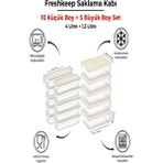 15 Adet Saklama Kabı (5 Büyük-10 Orta Boy) 4 Litre + 1,3 Litre Derin Dondurucu Mikrodalga Uyumlu - Şampanya