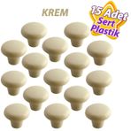 15 Adet Sert Plastik Mantar Düğme Kulp Krem Dolap Mobilya Mutfak Dolabı Çekmece Kapak Kulpu Kulbu